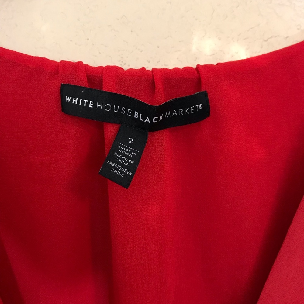 Whbm Size 2 Red Flutter Sleeve Blouse Euc - image 3
